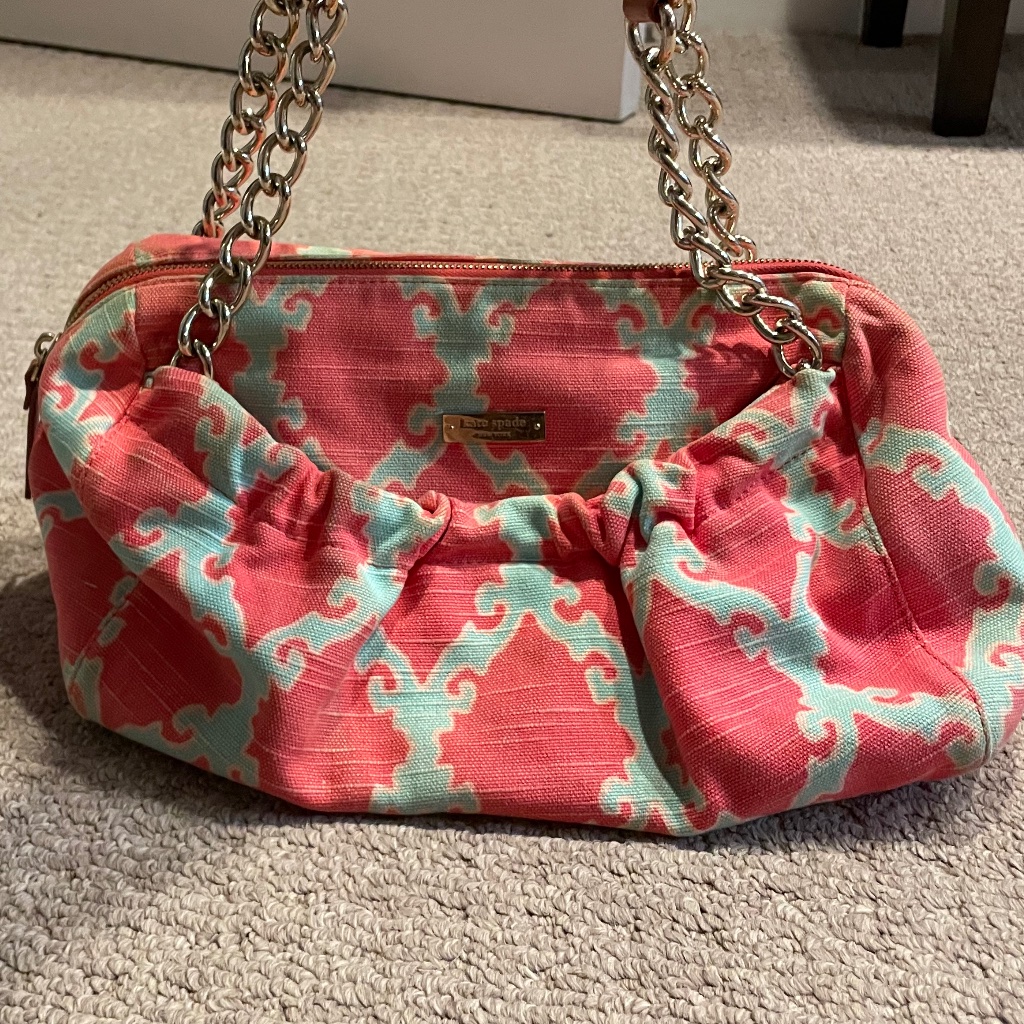 Kate Spade Coral & Turquoise Trellis Daycation Shoulder Bag